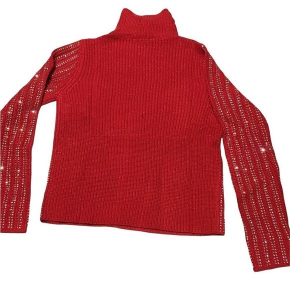 INC International Concepts Women’s Small Red Metallic Turtleneck Sweater - Picture 16 of 16